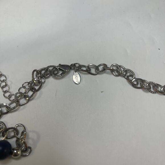 Chico's signed necklace long chunky chain link natural neutral blue tan boho - Picture 6 of 12